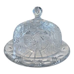 T.G. Hawkes American Brilliant Leaded Crystal Dome Covered Antique‎ Cheese Plate